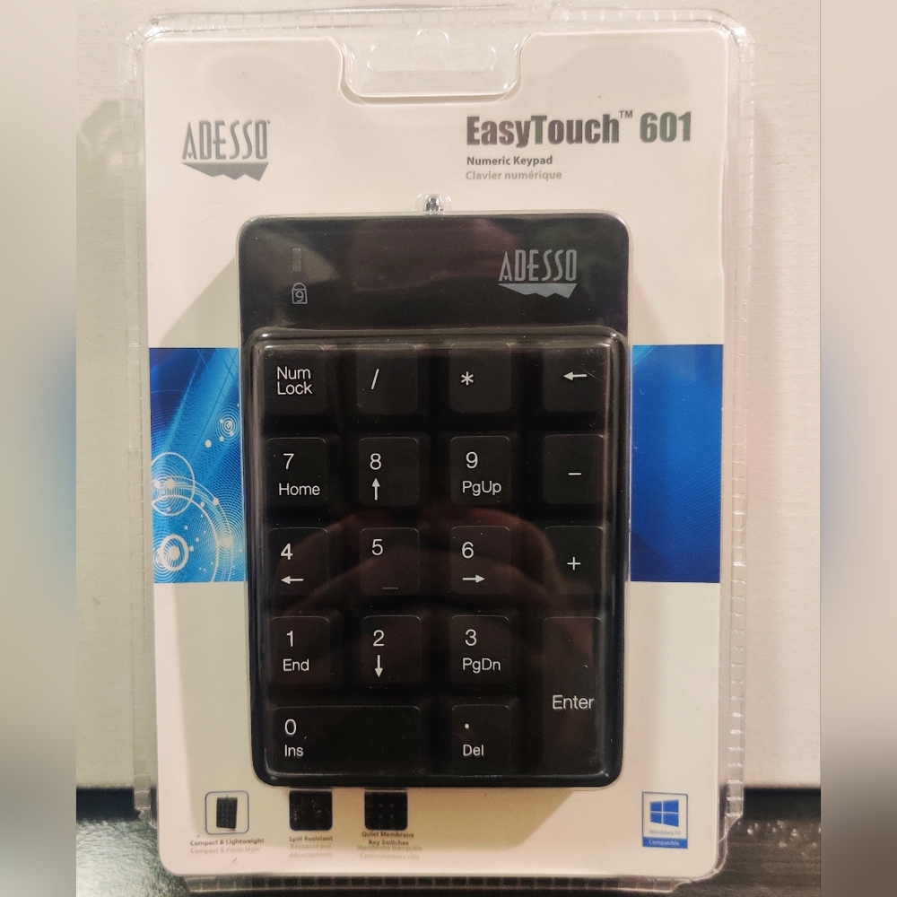 Adesso AKB-601UB - USB Spill Resistant 18-Key Numeric Keypad - akb601ub NEW